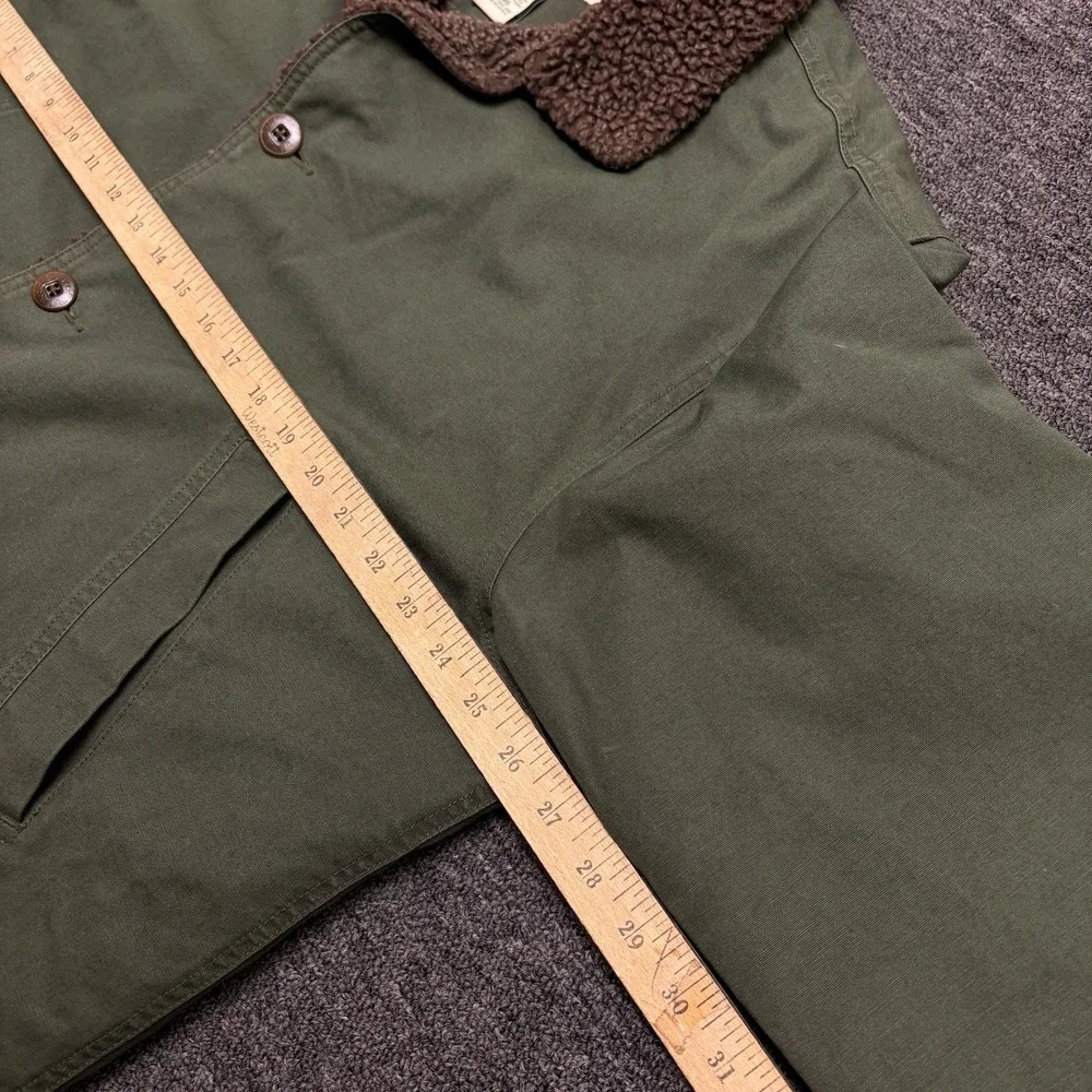 LL Bean Men's Chore Jacket VTG Sherpa Fleece Lined Barn Coat Canvas XL EUC